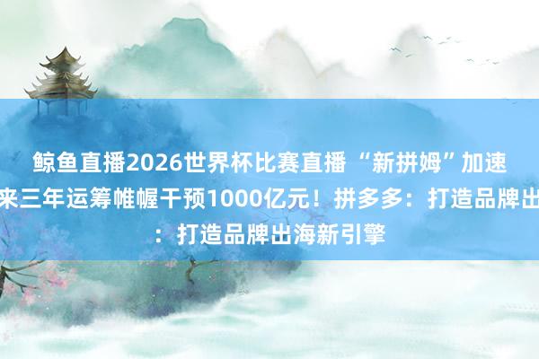 鲸鱼直播2026世界杯比赛直播 “新拼姆”加速股东，将来三年运筹帷幄干预1000亿元！拼多多：打造品牌出海新引擎