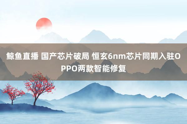 鲸鱼直播 国产芯片破局 恒玄6nm芯片同期入驻OPPO两款智能修复