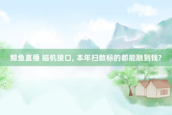 鲸鱼直播 脑机接口, 本年扫数标的都能融到钱?
