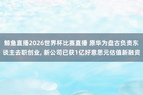 鲸鱼直播2026世界杯比赛直播 原华为盘古负责东谈主去职创业, 新公司已获1亿好意思元估值新融资