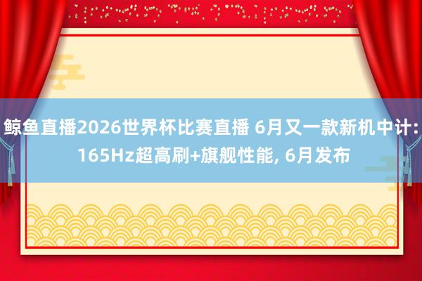 鲸鱼直播2026世界杯比赛直播 6月又一款新机中计: 165Hz超高刷+旗舰性能, 6月发布