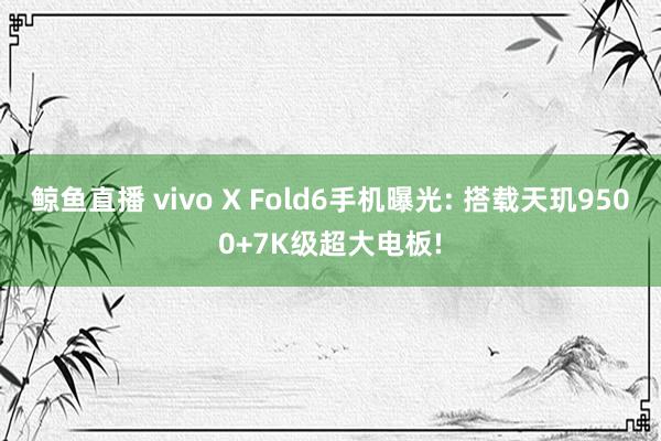 鲸鱼直播 vivo X Fold6手机曝光: 搭载天玑9500+7K级超大电板!