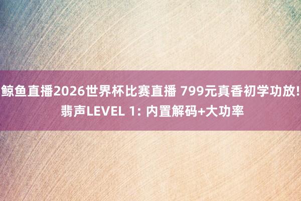 鲸鱼直播2026世界杯比赛直播 799元真香初学功放! 翡声LEVEL 1: 内置解码+大功率