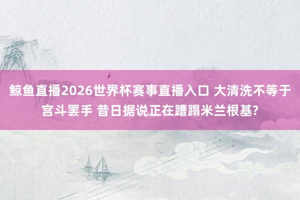 鲸鱼直播2026世界杯赛事直播入口 大清洗不等于宫斗罢手 昔日据说正在蹧蹋米兰根基?