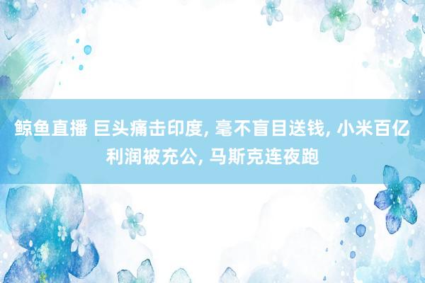 鲸鱼直播 巨头痛击印度, 毫不盲目送钱, 小米百亿利润被充公, 马斯克连夜跑