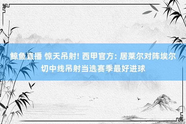 鲸鱼直播 惊天吊射! 西甲官方: 居莱尔对阵埃尔切中线吊射当选赛季最好进球