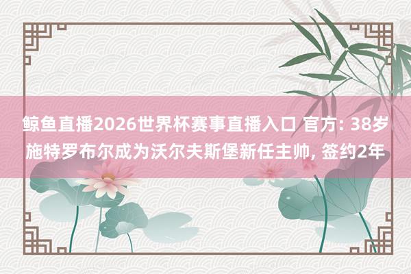 鲸鱼直播2026世界杯赛事直播入口 官方: 38岁施特罗布尔成为沃尔夫斯堡新任主帅, 签约2年