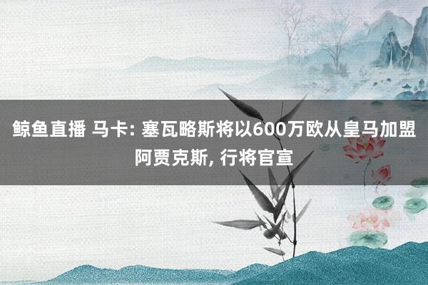 鲸鱼直播 马卡: 塞瓦略斯将以600万欧从皇马加盟阿贾克斯, 行将官宣