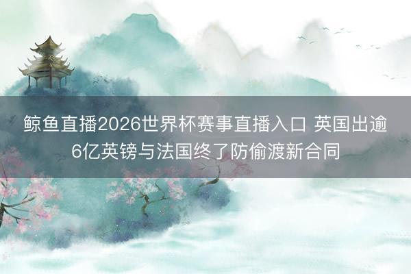鲸鱼直播2026世界杯赛事直播入口 英国出逾6亿英镑与法国终了防偷渡新合同