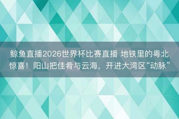 鲸鱼直播2026世界杯比赛直播 地铁里的粤北惊喜!阳山把佳肴与云海,开进大湾区“动脉”